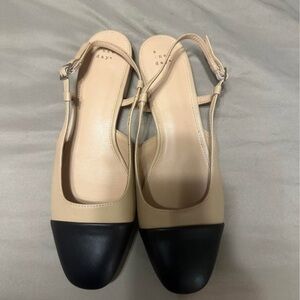 a new day Tan and Black Slingback Flats